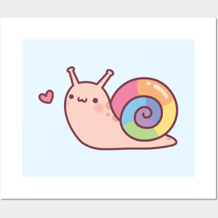 Cute Little Snail With Rainbow Shell Doodle Posters and Art